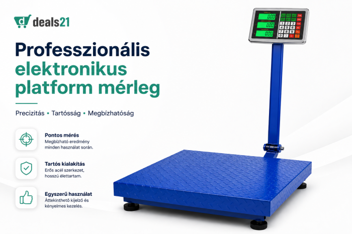 Fémlemezes bordázott platform mérleg, 200/350/500 kg, Lehajtható kar, Elektronikus kijelző. [2]