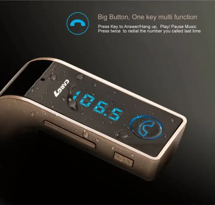 G7 Autós FM Transmitter Bluetooth-szal, MP3-lejátszóval, USB-vel, SD/TF kártyahellyel, AUX bemenettel, Digitális kijelzővel, Hands-Free Hívásvezérléssel, Univerzális 9–26V kompatibilitással, Fekete/Ez [2]