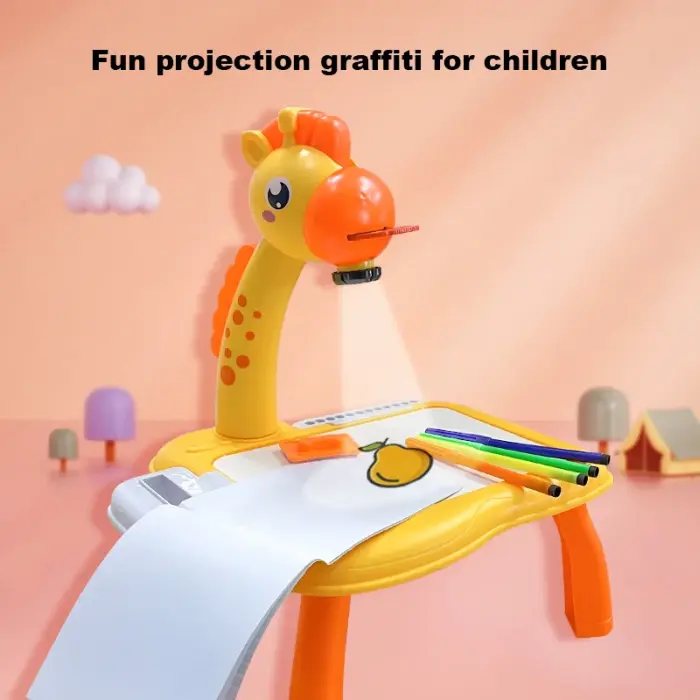 Gyermek rajzasztal kivetítővel – Oktató készlet filctollakkal, sablonokkal és zenefunkcióval [2]