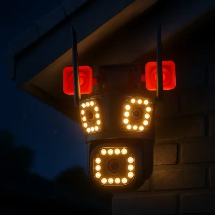 Hármas 4G Biztonsági Kamera, Beltéri és Kültéri Használatra, 12MP Ultra HD 4K Felbontás, 5X Zoom, PTZ Automatikus Forgatással, Színes Éjjellátás Smart IR + LED, Kétirányú Hangkommunikáció [6]