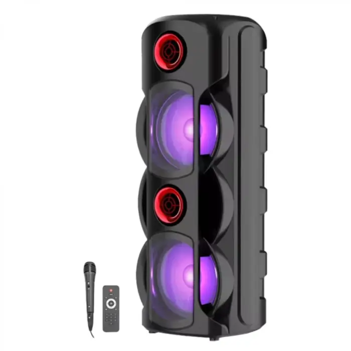 Hordozható aktív torony hangszóró – 400W PMPO, Bluetooth, FM rádió, LED fények, karaoke, mikrofon és távvezérlő mellékelve [8]