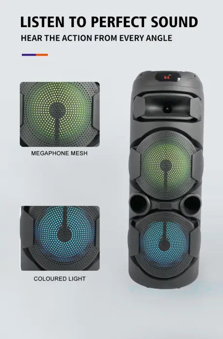 Hordozható hangszóró – 400W PMPO, Bluetooth, 8 hüvelykes hangszóró, digitális kijelző és erőteljes hangzás bulikhoz és karaoke-hoz [4]