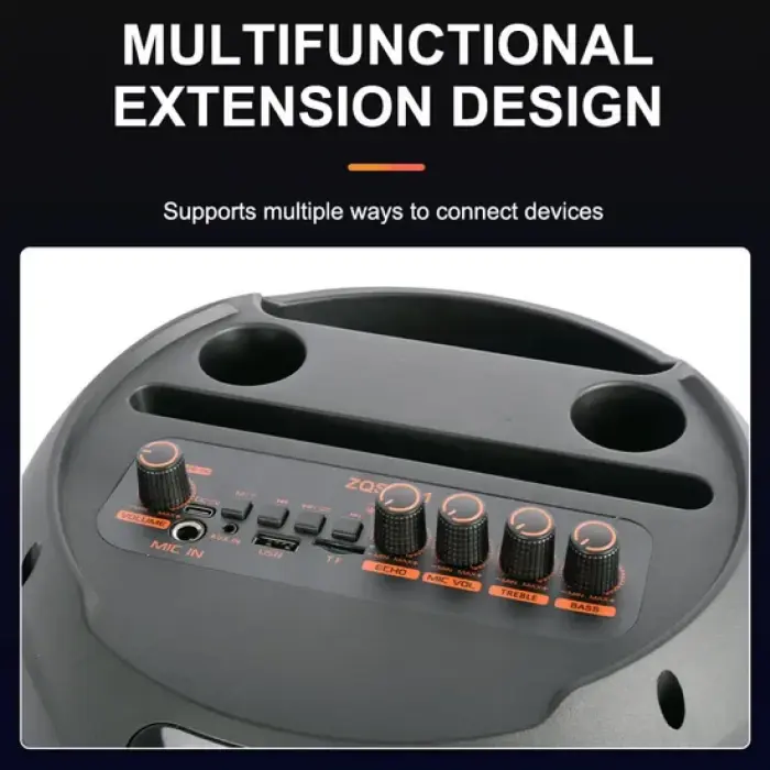 Hordozható hangszóró – 400W PMPO, Bluetooth, 8 hüvelykes hangszóró, digitális kijelző és erőteljes hangzás bulikhoz és karaoke-hoz [6]