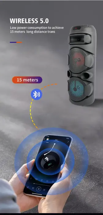 Hordozható hangszóró – 400W PMPO, Bluetooth, 8 hüvelykes hangszóró, digitális kijelző és erőteljes hangzás bulikhoz és karaoke-hoz [5]