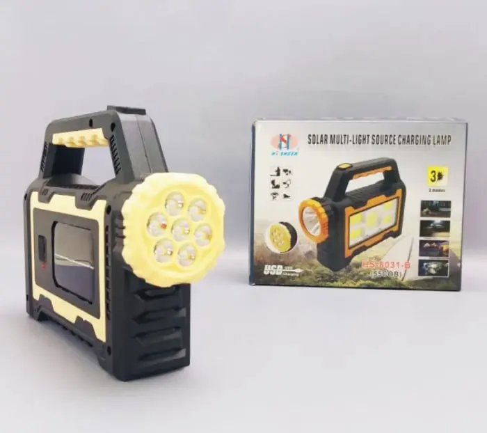 Hordozható Napelemes Lámpa HS-8031-B, 7 LED + 55 COB LED, 3600 mAh, Power Bank Funkció, 3 Fénymód [3]