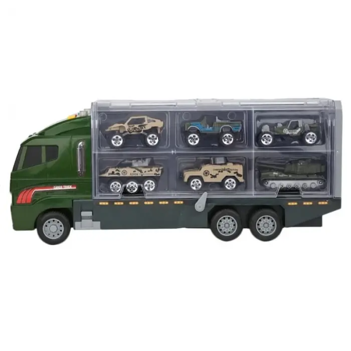 Játék teherautó utánfutóval 12 darabos készlet – Pull-back, súrlódás és nyitható ajtók funkcióval, 3–7 éves gyerekeknek [8]