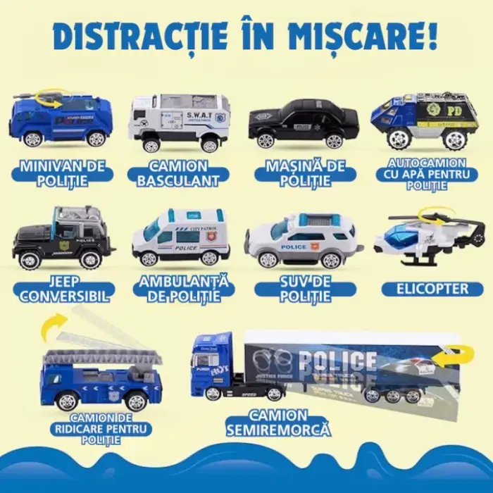 Játék teherautó utánfutóval 12 darabos készlet – Pull-back, súrlódás és nyitható ajtók funkcióval, 3–7 éves gyerekeknek [4]