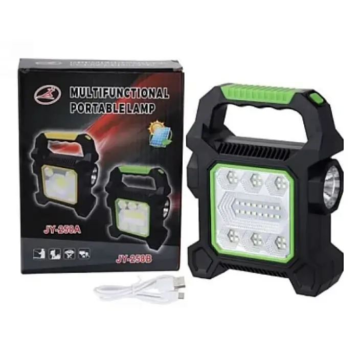 JY 258B kempinglámpa 40 LED-del, napelemes és USB töltés, oldalsó lámpa és projektor, 2400 mAh Ni-MH akkumulátor, erős és tartós világítás – ideális kempingezéshez, túrázáshoz, horgászathoz és vészhel [3]