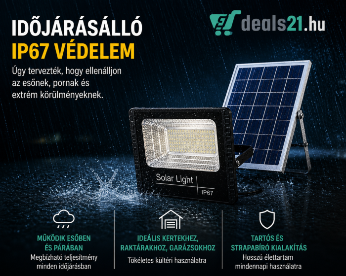 2 x Kültéri napelemes lámpa 200 W, 54 SMD LED reflektor, távirányítóval és fényérzékelővel, beépített napelemes panel [4]