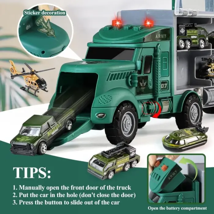 Katona szállítókocsi készlet 7 darabból – Járművek, játék kiegészítők, világítással és hangokkal [5]