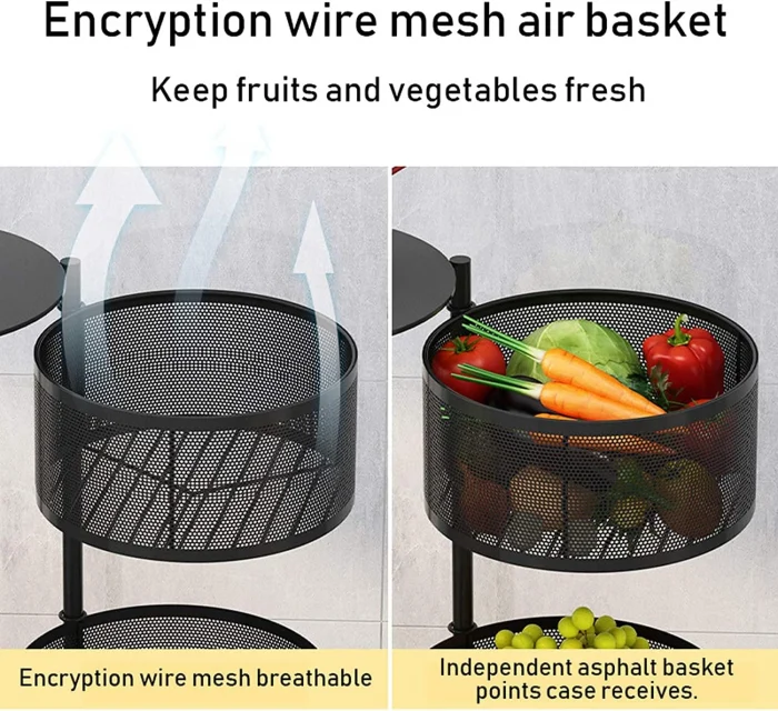 Kerek, univerzális fém polc – 3 vagy 4 perforált kosár, szénacél, görgős és forgatható kialakítás [9]