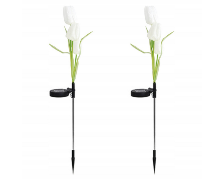 2 Darabos Tulipán Formájú Napelemes Kerti Lámpa Szett, 80 cm Magasság, 30 lm Fényáram, Fehér Világítás, Környezetbarát Napelemes Működés, Dekoratív Kültéri Dizájn [2]