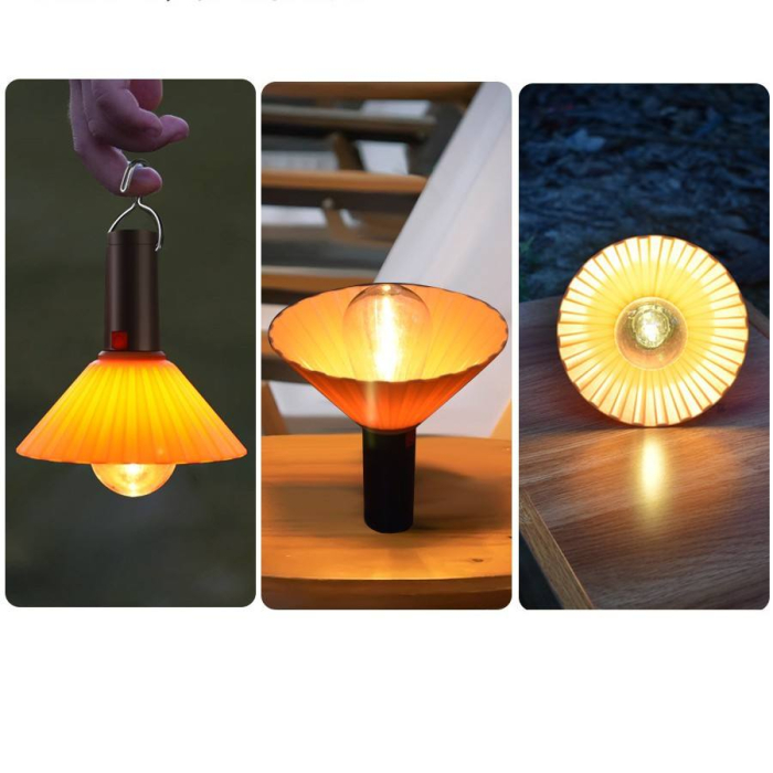 Hordozható LED kemping lámpa, USB újratölthető, multifunkciós hangulatvilágítás, gombos vezérlés, kompakt és strapabíró kültéri design [6]