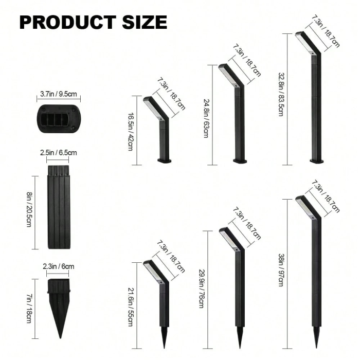 Napelemes LED Kerti Lámpa, Moduláris Dizájn, Állítható Magasság Akár 97 cm-ig, IP65 Védelem, Időjárásálló Kialakítás [6]