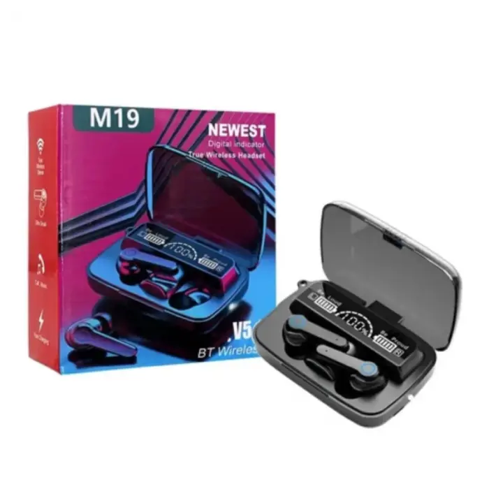 M19 TWS 5.1 Bluetooth Fülhallgató – HD Hangzás, Vízálló, Digitális LED Kijelző, Érintésvezérlés, Hosszú Üzemidő [2]