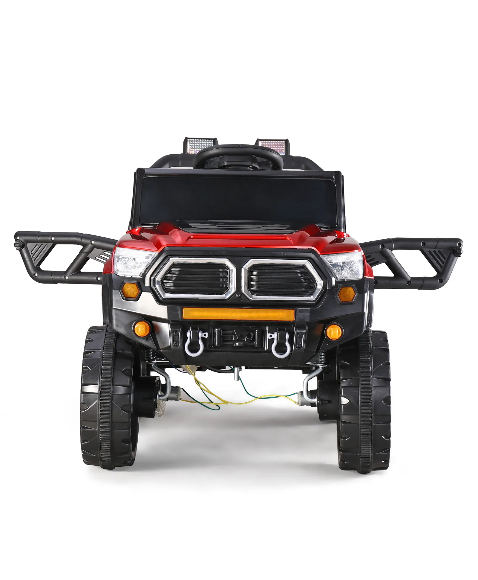 Gyermek elektromos autó Jeep, távirányítóval, Bluetooth és zene funkcióval, világító szélvédő, műanyag kerekek, 85×61×54 cm, piros [5]