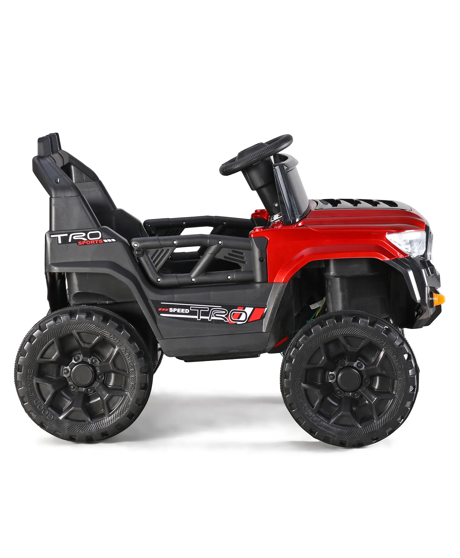 Gyermek elektromos autó Jeep, távirányítóval, Bluetooth és zene funkcióval, világító szélvédő, műanyag kerekek, 85×61×54 cm, piros [6]