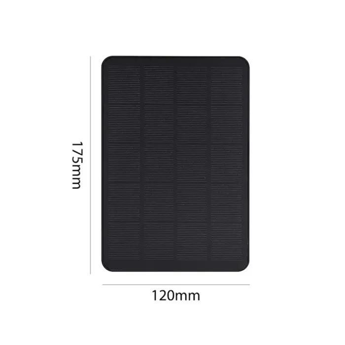 Mini Napelemes Fotovoltaikus Panel, 10W, 5V, Hordozható – Kamerákhoz és Telefon Töltéshez, 3m Kábel, Micro-USB és Type-C Adapter, Vízálló, Fekete, 175x120 mm [6]