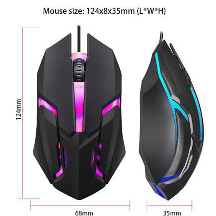 X1 Vezetékes Gaming Optikai Egér, 1200 DPI, RGB Világítással, Ergonomikus Kialakítással, 3 Gombbal és 1,2 m USB Kábellel, Fekete [2]