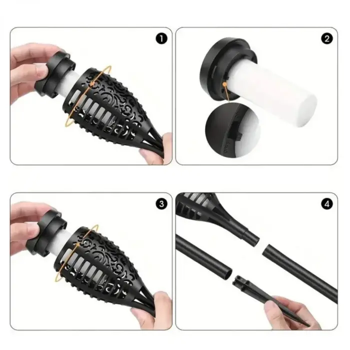 Napelemes Lánghatású Lámpa, 10 cm, 33 LED, Napelemes Töltés, 2W, 600mAh Ni-MH Akkumulátor, 6–8 Órás Világítási Idő, Elegáns Dizájn Kertbe, Teraszra és Udvarra [3]