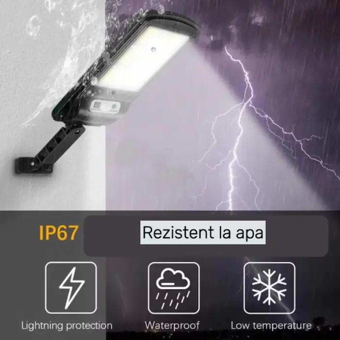 Napelemes LED Lámpa, 40W, Napelem Panellel, 160 COB LED, Mozgásérzékelővel, 3 Világítási Móddal, Távirányítóval [4]