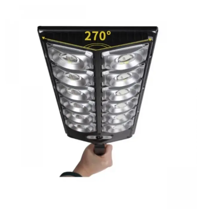 Napelemes Utcai Lámpa 2500W, 3 Világítási Móddal, Fény- és Mozgásérzékelővel, Távirányítóval, Fekete [3]