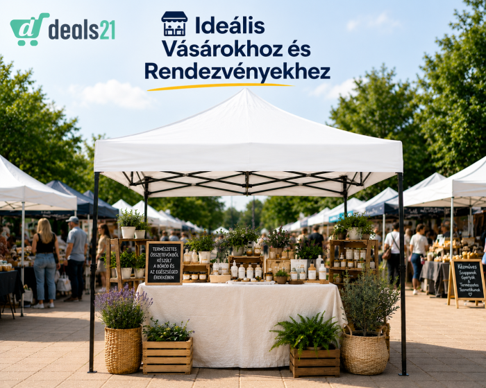 Összecsukható Pavilon Sátor 18 kg, 3x3 m, Fém Váz, Vízálló Ponyva, Udvarra, Kertbe, Eseményekre, Fehér [3]