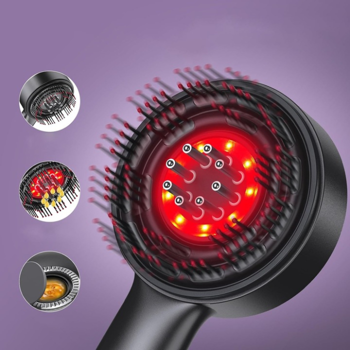 Elektromos hajkefe fejbőr masszázzsal, vörös LED fény, 3 üzemmód, olajadagoló, 3.7V 1400 mAh akkumulátor, hordozható, intelligens kikapcsolás [5]