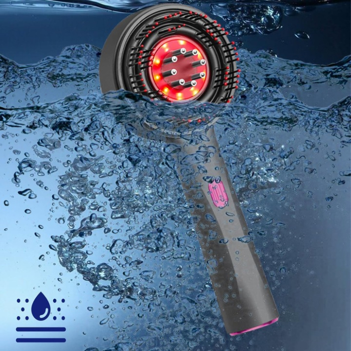 Elektromos hajkefe fejbőr masszázzsal, vörös LED fény, 3 üzemmód, olajadagoló, 3.7V 1400 mAh akkumulátor, hordozható, intelligens kikapcsolás [4]