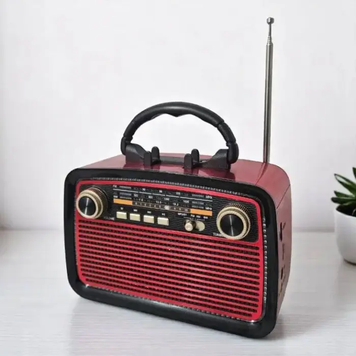Radio portabil KTF-1467, AM/FM/SW, Bluetooth, USB, TF, baterie reîncărcabilă wireless, lanternă, design vintage, cablu inclus [5]