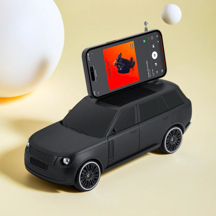 Range Rover Stílusú Hordozható Hangszóró, 10W, Bluetooth 5.3, Napelemes Töltés, FM Rádió, USB, MP3, TF, LED, TWS, 1200mAh – Zöld, Fekete, Bézs, Kék [5]