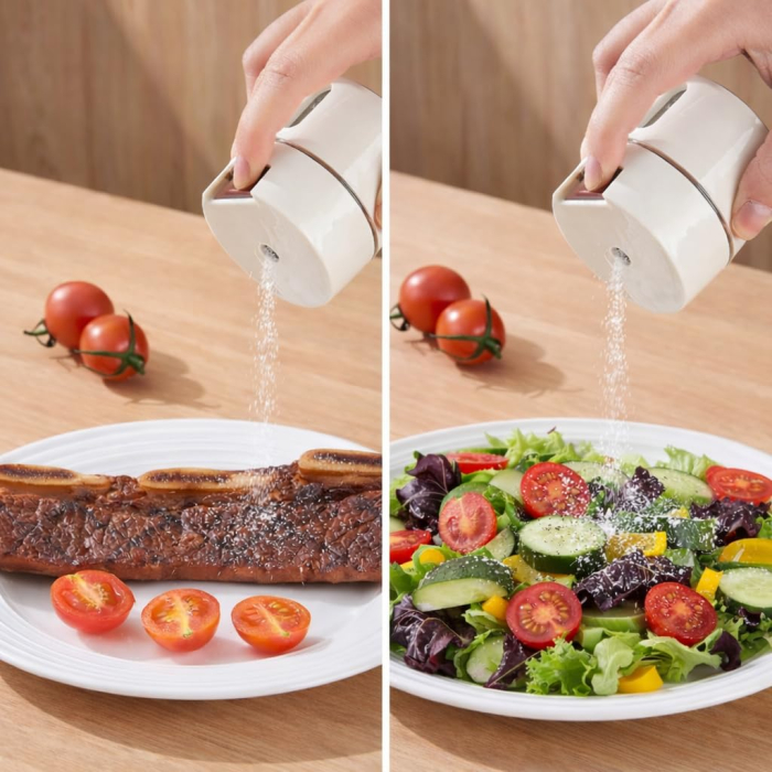 6 Részes Falra Szerelhető Fűszertartó Szett, Mágneses Rögzítéssel, ABS Anyagból, Minimalista Modern Dizájn, Fehér [7]