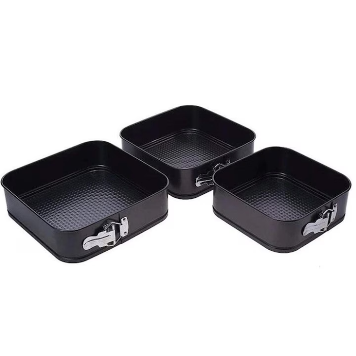 3 Részes Négyzet Alakú Tortaforma Készlet, 24, 26 és 28 cm, Levehető Peremmel, Tapadásmentes és Szivárgásmentes Kialakítással, Sajttortákhoz és Desszertekhez [3]
