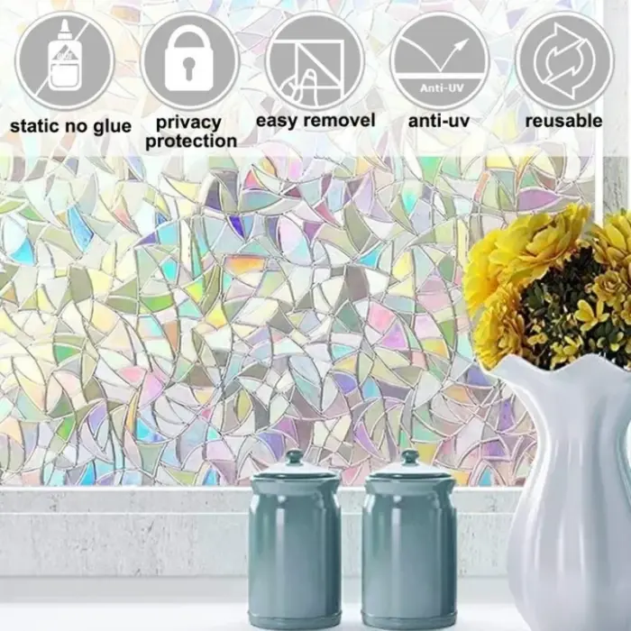 Elektrosztatikus dekorációs ablakfólia – pikkelymintás, vízálló PVC, privát szféra védelme, 60 × 200 cm [3]