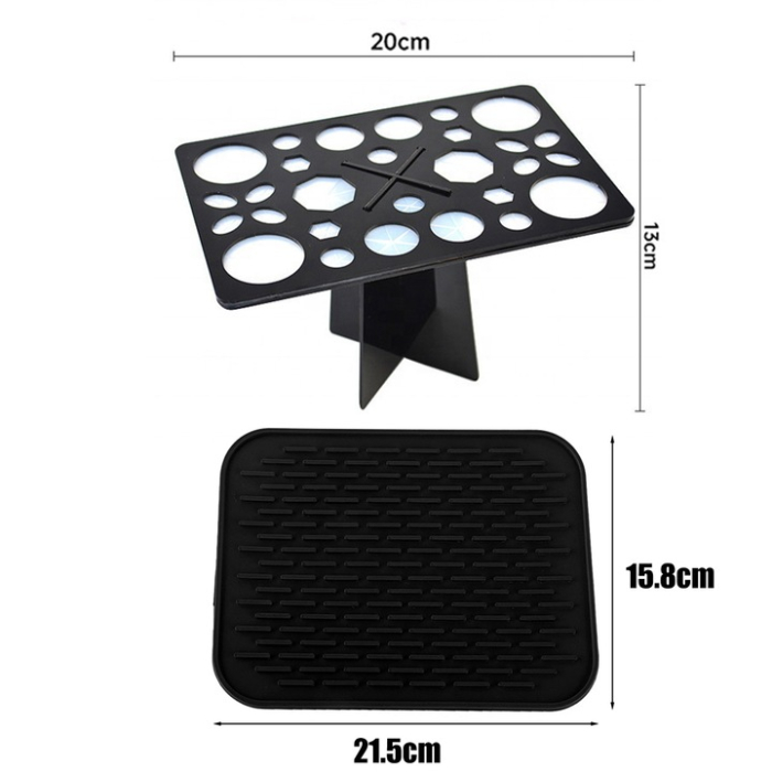 Sminkecset tartó 28 nyílással, összecsukható téglalap design, matt műanyag, kompakt és praktikus rendszerező [7]