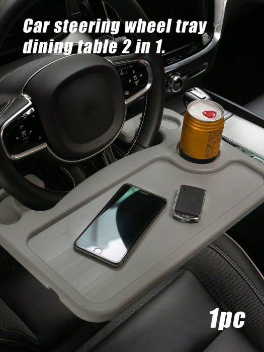 Autós hordozható étel- és italtartó asztal 42×28 cm, multifunkciós kialakítás, kompakt design, utazáshoz ideális [2]