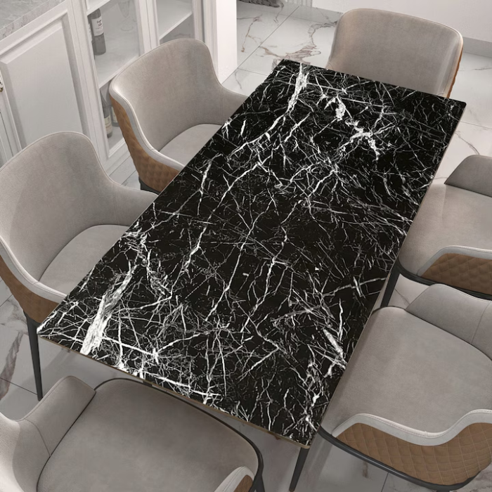 Öntapadós PVC tapéta fekete márvány mintával 60×300 cm, víz- és kopásálló, vastag és tartós, könnyű felhelyezés, falra és bútorra [3]