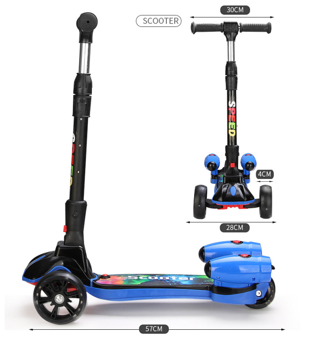 Rocket Gyermek Roller, 3 Kerekű, Összecsukható, 61–81 cm Állítható Kormánnyal, LED Fényekkel és Hangokkal, Max. 60 kg Teherbírás [6]