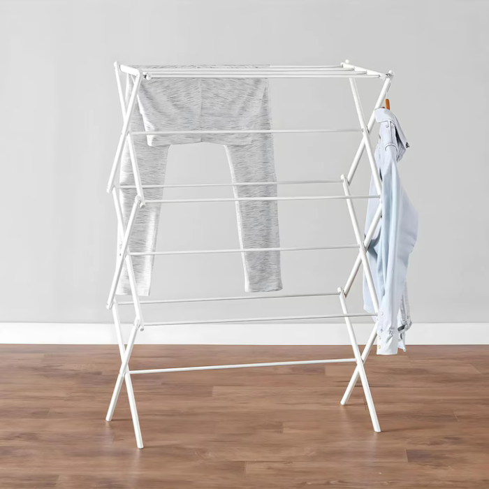 Összecsukható Harmonika Típusú Függőleges Ruhaszárító, 37x75x106 cm, Szénacél Szerkezet, 14,5 kg Teherbírás, Kompakt Fehér Dizájn [3]