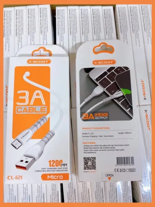 X-SCOOT CL-121 Micro-USB Kábel, 120 cm – Ultra-Gyors 6A Töltés, Tartós és Rugalmas, Kompatibilis Samsung és Más Micro-USB Eszközökkel [3]