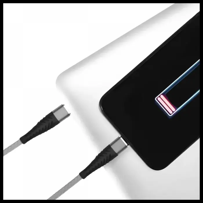 XF-169 dupla USB-C kábel, 66W, Gyors töltés és adatátvitel – USB-C csatlakozó mindkét végén, Tartós PVC/Nylon anyag, Ideális okostelefonokhoz és táblagépekhez [3]