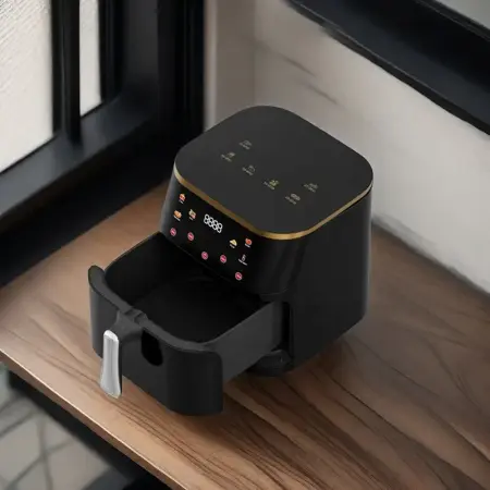 10 L forrólevegős fritőz Airfryer, 2400 W, olaj nélküli, 10 előre beállított program, digitális LED kijelző, állítható hőmérséklet 80–200°C, automatikus kikapcsolás, üvegbetétes edény, rozsdamentes ac [7]