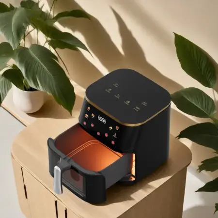 10 L forrólevegős fritőz Airfryer, 2400 W, olaj nélküli, 10 előre beállított program, digitális LED kijelző, állítható hőmérséklet 80–200°C, automatikus kikapcsolás, üvegbetétes edény, rozsdamentes ac [9]