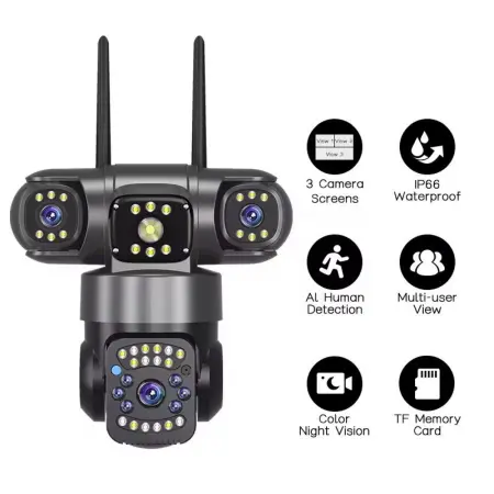 2 db Prémium WiFi Kamera Csomag – 360° Védelem, 3 Lencse, Színes Éjjellátás, Távoli Elérés Telefonról [12]