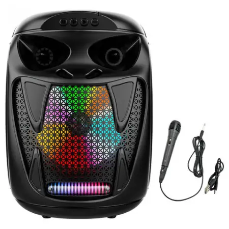 150W PMPO Hordozható Hangszóró, Bluetooth, 8 hüvelykes Mélynyomóval, Karaoke Mikrofonnal, Újratölthető Akkumulátorral, Villogó Fényekkel és Gurulós Trolis Kivitelben – Ideális Bulikhoz és Szabadtéri P [2]