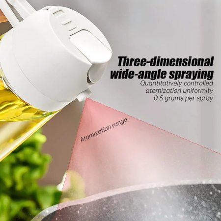 2 az 1-ben olajspray és adagoló palack 250 ml, permetező és kiöntő funkcióval, üveg anyag, főzéshez, sütéshez, grillezéshez [2]