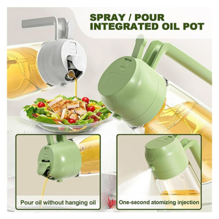 2 az 1-ben olajspray és adagoló palack 250 ml, permetező és kiöntő funkcióval, üveg anyag, főzéshez, sütéshez, grillezéshez [6]