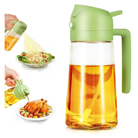 Casa si Bucatarie - Spray de ulei 2 în 1 500 ml, pulverizator și recipient pentru dozare, material sticla, pentru gătit, coacere, prăjire și grătar