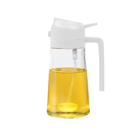 2 az 1-ben olajspray és adagoló palack 250 ml, permetező és kiöntő funkcióval, üveg anyag, főzéshez, sütéshez, grillezéshez [1]