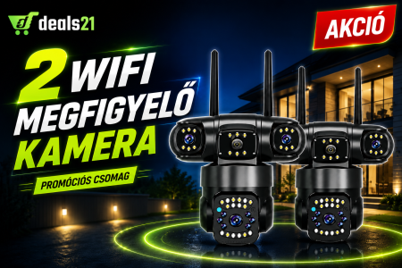 2 db Prémium WiFi Kamera Csomag – 360° Védelem, 3 Lencse, Színes Éjjellátás, Távoli Elérés Telefonról [0]